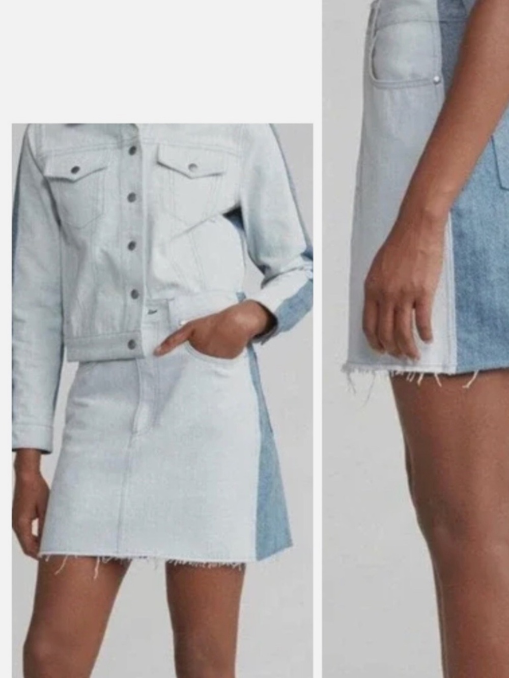 $195 Rag & Bone Moss Double Blues Denim Skirt Size 27